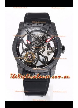 Roger Dubuis Excalibur Spider Flying Tourbillon Skeleton Carbon Casing 42MM 1:1 Mirror Swiss Watch