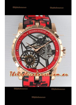 Roger Dubuis Excalibur Spider Flying Tourbillon Skeleton Rose Gold Casing 42MM  1:1 Mirror Swiss Watch