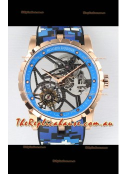 Roger Dubuis Excalibur Spider Flying Tourbillon Skeleton Rose Gold Casing 42MM  1:1 Mirror Swiss Watch