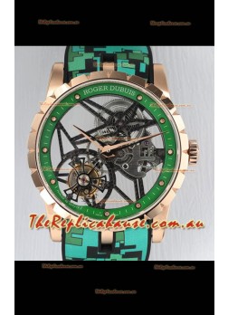 Roger Dubuis Excalibur Spider Flying Tourbillon Skeleton Rose Gold Casing 42MM  1:1 Mirror Swiss Watch