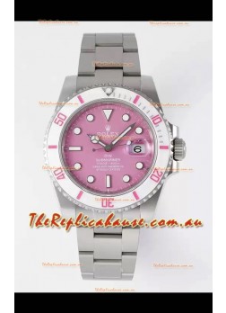 Rolex Submariner DiW Stainless Steel Casing White Ceramic Bezel Pink Dial Edition Watch 