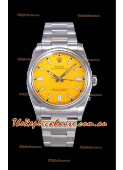 Rolex Oyster Perpetual REF#124300 41MM Cal.3230 Movement Swiss Replica Yellow Dial 904L Steel 1:1 Mirror Replica Watch
