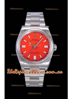Rolex Oyster Perpetual REF#124300 41MM Cal.3230 Movement Swiss Replica Red Dial 904L Steel 1:1 Mirror Replica Watch