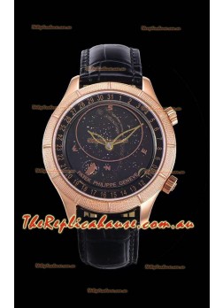 Patek Philippe 6102R Grand Compilations Handwind Swiss Replica Watch - Rugged Bezel Black Dial
