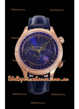 Patek Philippe 6102R Grand Compilations Handwind Swiss Replica Watch - Rugged Bezel Blue Dial
