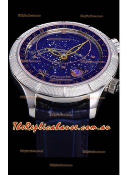 Patek Philippe 6102R Grand Compilations Handwind Swiss Replica Watch - Rugged Bezel Blue Dial
