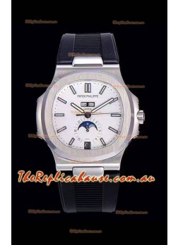 Patek Philippe Nautilus 5726A 1:1 Mirror Swiss Watch White Dial Rubber Strap 