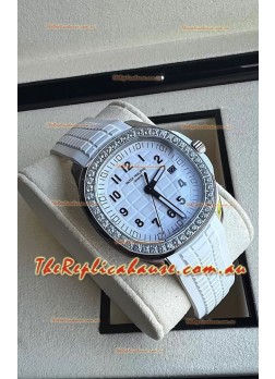 Patek Philippe Aquanaut 5267 Swiss Replica White Dial in Stainless Steel Diamonds Bezel 38.5MM