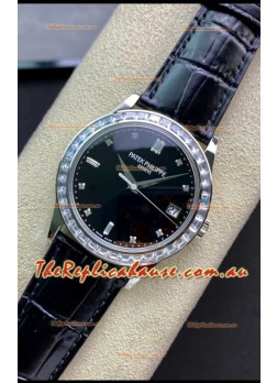 Patek Philippe Calatrava 5298P-012 in Black Dial 1:1 Mirror Replica 904L Steel Swiss Watch