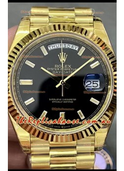 Rolex Day Date Presidential 18K Yellow Gold Watch 40MM - Black Dial 1:1 Mirror Quality