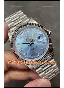 Rolex Day Date Presidential Stainless Steel ICE Blue Dial Watch 40MM - 1:1 Mirror Quality