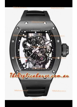 Richard Mille RM055 Black Ceramic Casing 1:1 Mirror Replica Watch in Black Strap