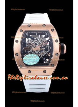 Richard Mille RM035 AMERICAS 18K Rose Gold Replica Timepiece in White Strap