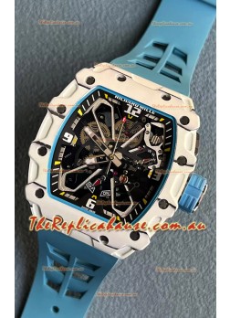 Richard Mille RM35-03 Rafael Nadal Edition White Carbon Fiber Casing 1:1 Mirror Replica Watch in Blue Strap