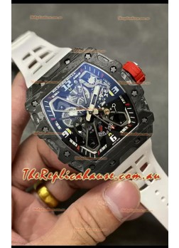 Richard Mille RM35-03 Rafael Nadal Edition Black Carbon Fiber Casing 1:1 Mirror Replica Watch in White Strap