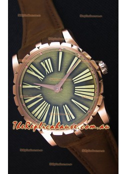 Roger Dubuis Excalibur Steel Case Green Dial Swiss Replica Watch