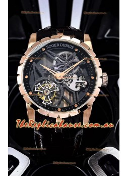 Roger Dubuis Excalibur Spider Flying Tourbillon Skeleton Rose Gold Casing 42MM 1:1 Mirror Swiss Watch