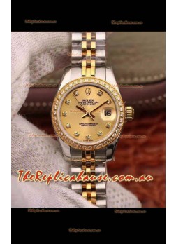 Rolex Datejust Ladies 28MM Cal.3135 Movement Swiss Replica in 904L Steel Yellow Gold 2 Tone Case