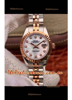 Rolex Datejust Ladies 28MM Cal.3135 Movement Swiss Replica in 904L Steel Rose Gold 2 Tone Case