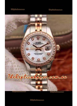 Rolex Datejust Ladies 28MM Cal.3135 Movement Swiss Replica in 904L Steel Rose Gold 2 Tone Case