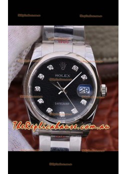Rolex Datejust 36MM Cal.3135 Movement Swiss Replica Watch in 904L Steel Casing - Black Computer Dial