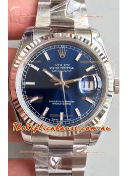 Rolex Datejust 36MM Cal.3135 Movement Swiss Replica Watch in 904L Steel Casing in Blue Dial