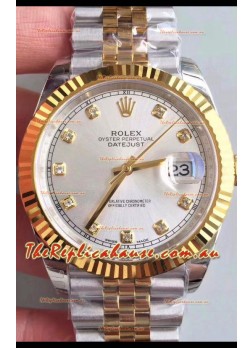 Rolex Datejust 41MM Cal.3135 Movement Swiss Replica Watch in 904L Steel Two Tone Casing Gold Dial