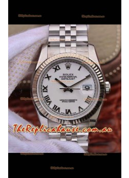 Rolex Datejust 36MM Cal.3135 Movement Swiss Replica Watch in 904L Steel Casing in White Roman Dial