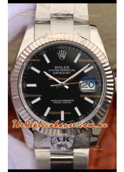 Rolex Datejust 41MM Cal.3135 Movement Swiss Replica Watch in 904L Steel Casing Black Dial