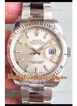 Rolex Datejust 36MM Cal.3135 Movement Swiss Replica Watch in 904L Steel / Steel Dial