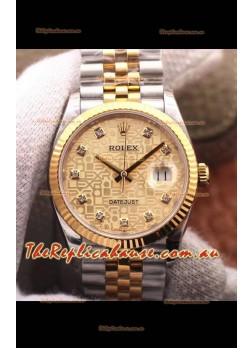 Rolex Datejust 36MM Cal.3135 Movement Swiss Replica Watch in 904L Steel Two Tone Casing Computer Dial