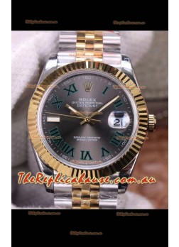 Rolex Datejust 41MM Cal.3135 Movement Swiss Replica Watch in 904L Steel Two Tone Grey Dial 
