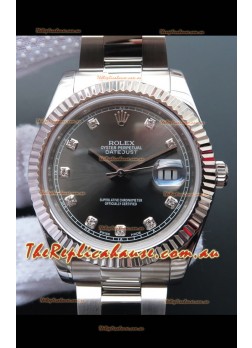 Rolex Datejust 41MM Cal.3135 Movement Swiss Replica Watch in 904L Steel Pearl Grey Dial 