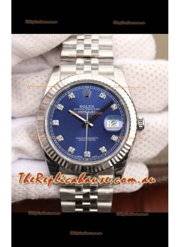 Rolex Datejust 41MM Cal.3135 Movement Swiss Replica Watch in 904L Steel /  Blue Dial