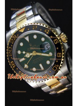 Rolex GMT Masters II Two Tone Yellow Gold Watch with Green Dial 