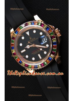 Rolex Yachtmaster 116695 Everose Gold Diamonds Cal.3135 Swiss 1:1 Ultimate 904L Steel Watch