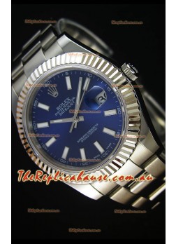 Rolex Datejust Japanese Replica Watch - Blue Dial in 41MM with Oyster Strap