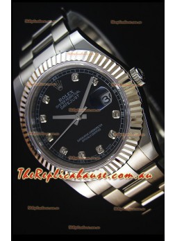 Rolex Datejust Japanese Replica Watch - Black Dial in 41MM with Oyster Strap