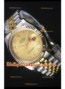 Rolex Datejust Replica Japanese Watch -  Two Tone Plating with Gold Dial in 36MM Casing