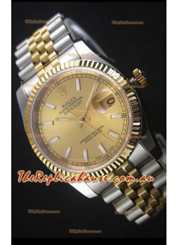 Rolex Datejust Replica Japanese Watch -  Two Tone Plating with Gold Dial in 36MM Casing