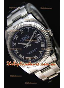 Rolex Datejust Japanese Replica Watch - Black Dial in 36MM with Oyster Strap
