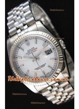 Rolex Datejust Japanese Replica Watch - White Dial in 36MM with Jubilee Strap