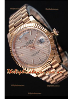 Rolex Day Date Japanese Replica Watch - Rose Gold Casing in Gold Dial 40MM