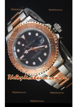 Rolex Yachtmaster Japanese Replica in Two Tone Rose Gold Casing Brown Dial - 40MM