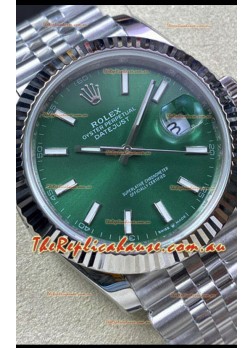 Rolex Datejust 41MM 126334 Swiss Replica in 904L Steel in Green Dial - 1:1 Mirror Replica