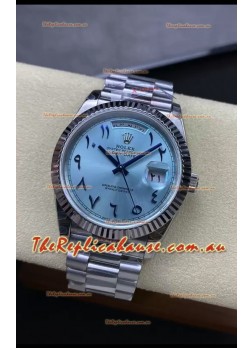 Rolex Day Date Presidential Stainless Steel ICE Blue Arab Dial Watch 40MM - 1:1 Mirror Quality