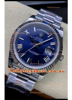 Rolex Day Date Presidential Stainless Steel Navy Blue Dial Watch 40MM - 1:1 Mirror Quality