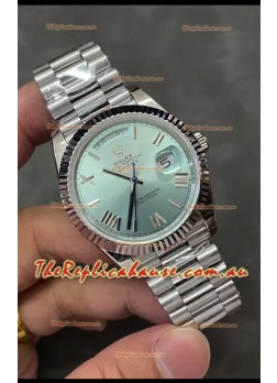 Rolex Day Date Presidential Stainless Steel ICE Blue Dial Watch 40MM - 1:1 Mirror Quality