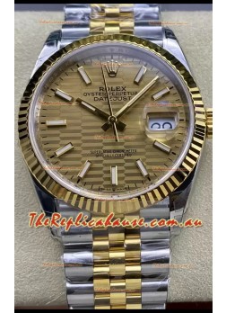 Rolex Datejust Cal.3235 Movement 1:1 Mirror Replica 904L Steel 36MM - Gold Fluted Motif Dial