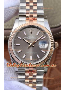 Rolex Datejust 36MM ETA-3135 Movement Swiss Replica in 904L Two Tone Grey Dial